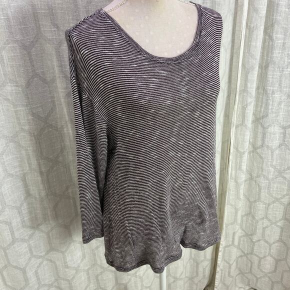 NSF Sweater Thermal Knit Pullover Sweater Size L Purple White Heathered Stripe - Picture 11 of 12